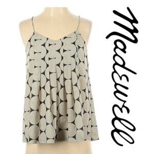 Madewell Circle Dot Pleated Cami Womens Blouse Tan Size 0